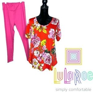 LuLaRoe Morgan and Legging outfit. Top Size Small. O/S Leggings